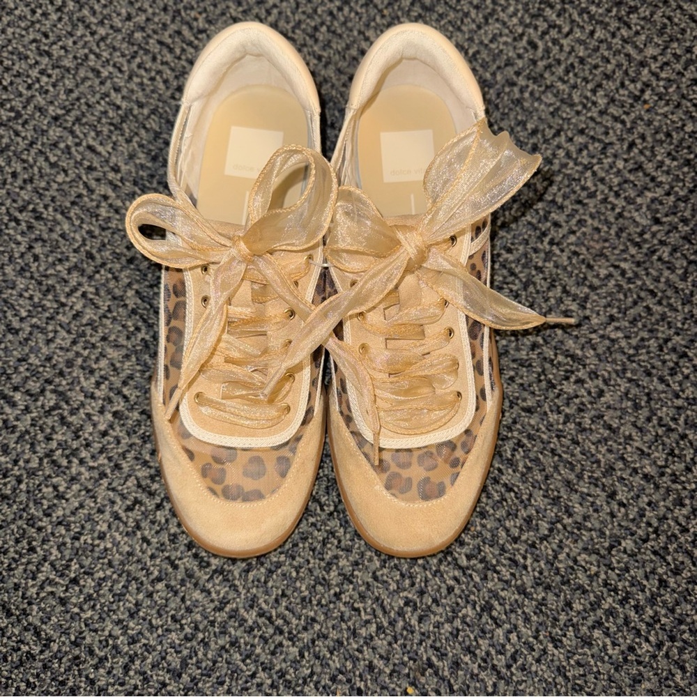 Dolce Vita Tan and Gold Leopard Sneakers Used Once Size 8